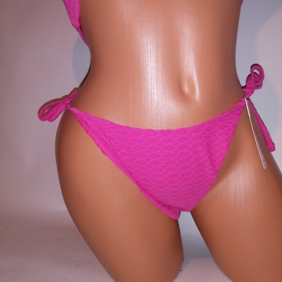 Victoria Secret Swim Bikini Top & Bottom Pink Textured Convertible String Remova - Picture 4 of 16